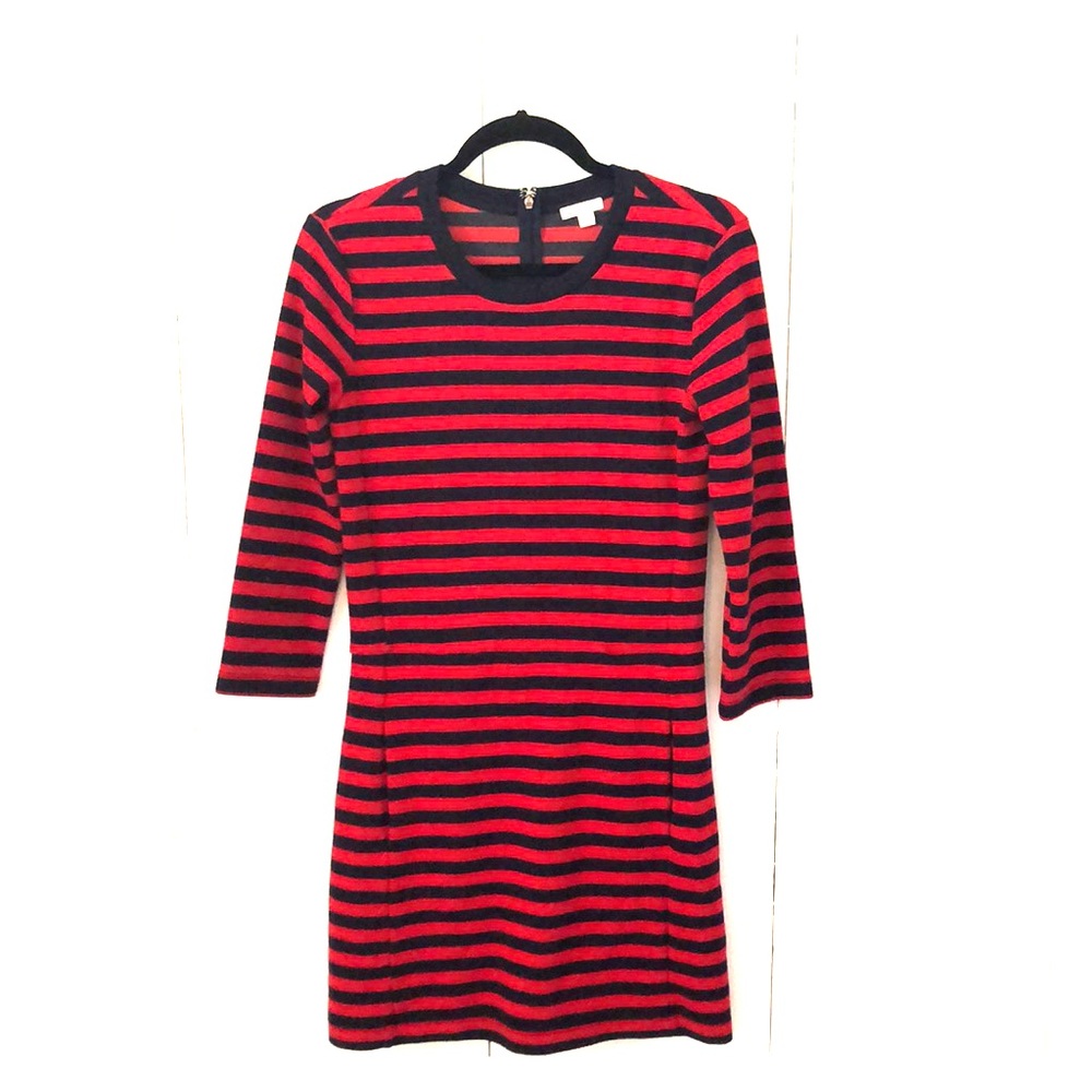 Navy and Red striped Dress